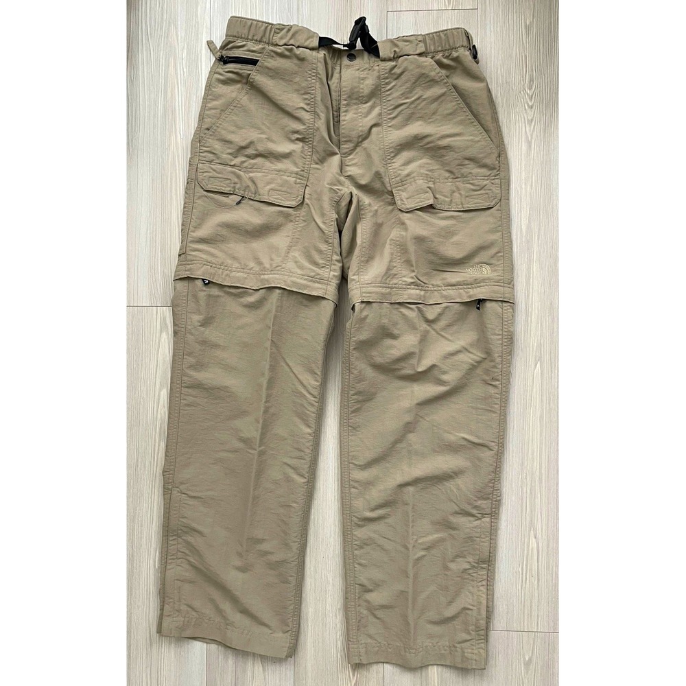 The North Face Men's Convertible Cargo Hiking Pants Khaki Nylon Size L Gorpcore